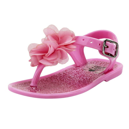 Stepping Stones Baby Girls Light Pink Glitter Flower Thong Sandal ...