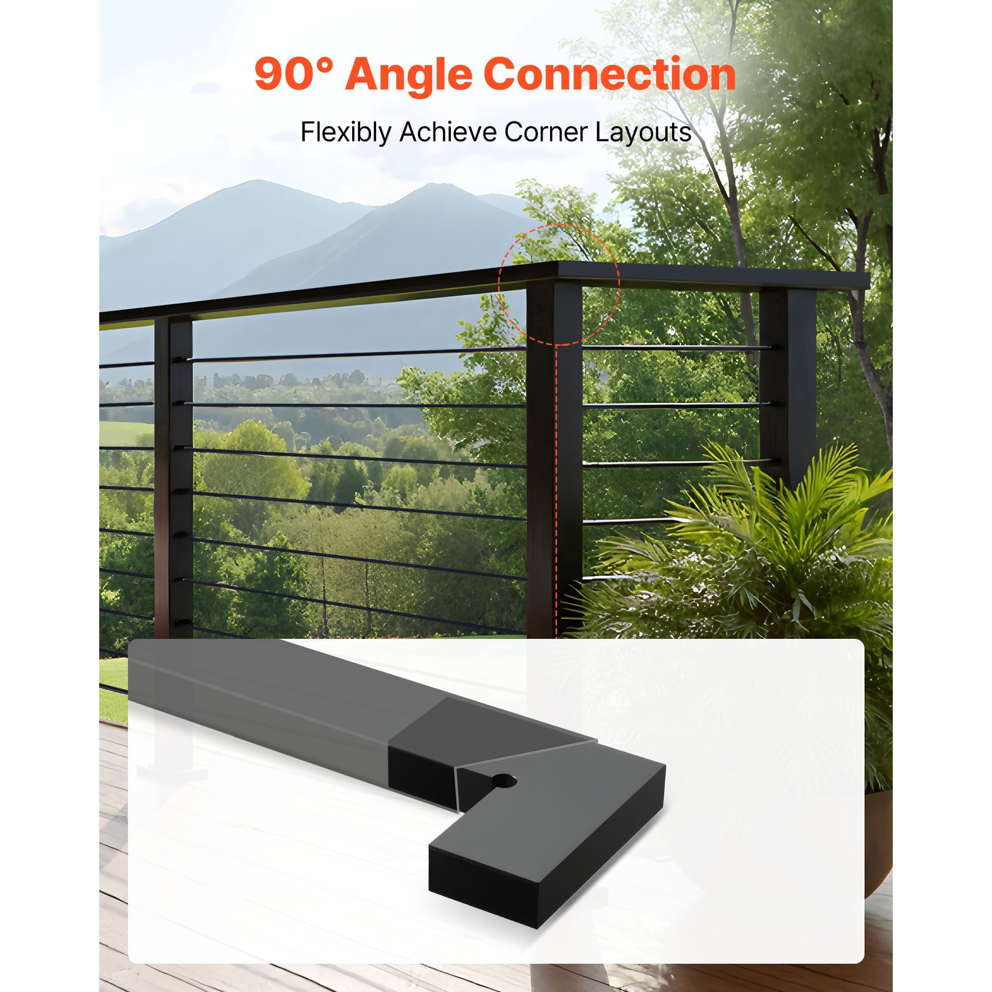 90-Degree Corner Handrail Railing Connector, Universal Fit Secure Connection, Elbow Joint for Stair Deck Porch Railing System Corner Layout