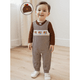 thumbnail image 4 of Newborn Baby Boy Girl My First Halloween Thanksgiving Outfit Long Sleeve Turkey Pumpkin Romper Suspender Pants Hat Fall Winter Clothes, 4 of 9