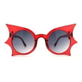 thumbnail image 2 of Womens Bat Wing Shape Round Circle Lens Plastic Sunglasses Red - Smoke, 2 of 4