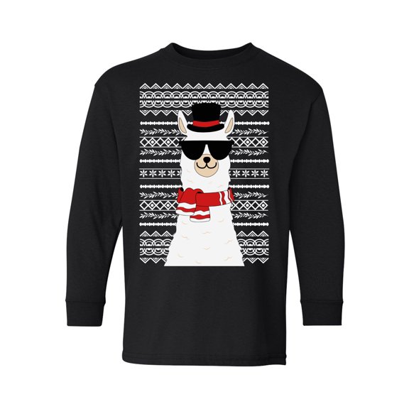 Awkward Styles Xmas Long Sleeve Shirt for Kids Youth Boys Girls Christmas Llama Shirt
