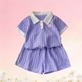 thumbnail image 5 of hengsof Toddler Girls Summer Two Piece Outfit for 6 Months to 8 Years Solid Color Patterned Top and Shorts Set Cute Casual Play Clothes, 5 of 5