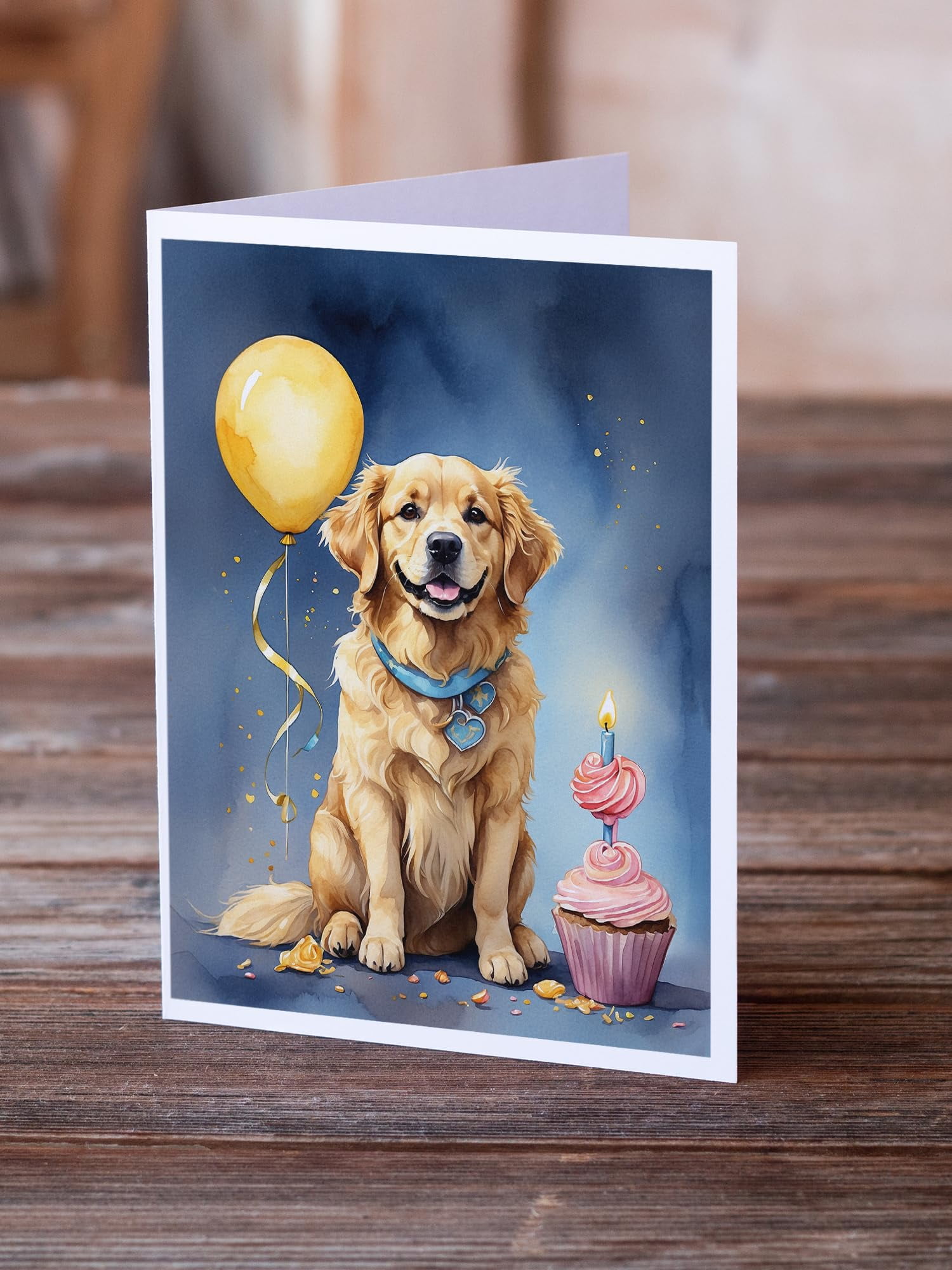 Carolines Treasures DAC7954GCA7P 5 x 7 in. Golden Retriever Happy Birthday Greeting Cards - Pack of 8