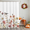 thumbnail image 2 of Shower Curtain 36"W x 78"L Fall Rustic Flowers Leaves Bird Fabric Shower Curtains Set with Hooks Water Repellent Bathroom Curtains Machine Washable Bathroom Accessories, 2 of 6