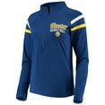 thumbnail image 2 of Women's 5th & Ocean by New Era Royal Golden State Warriors Pullover Half-Zip Thumb Holes Jacket, 2 of 4
