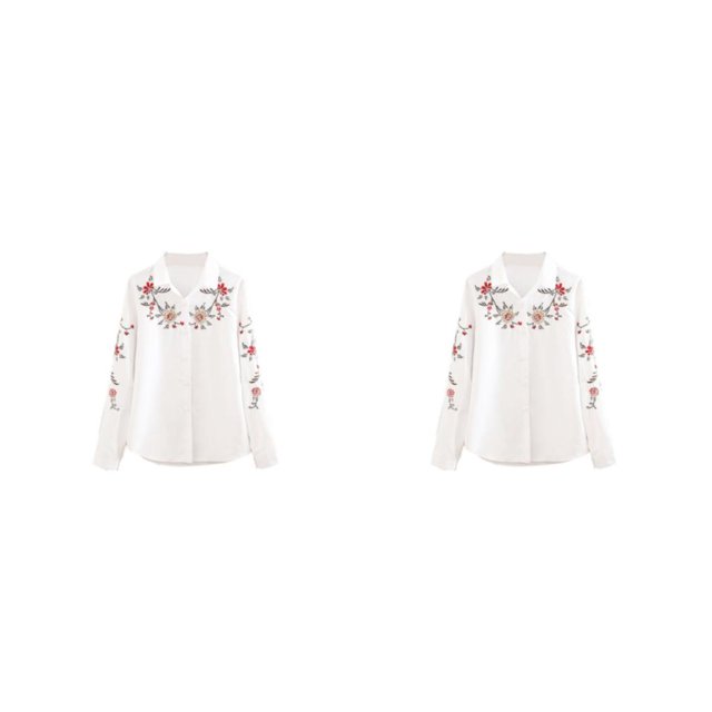 Minnieouse Camisas de mujer Camisa blanca de moda Blusa de fiesta de negocios elegante de manga larga con bordado vintage Type1 NO1