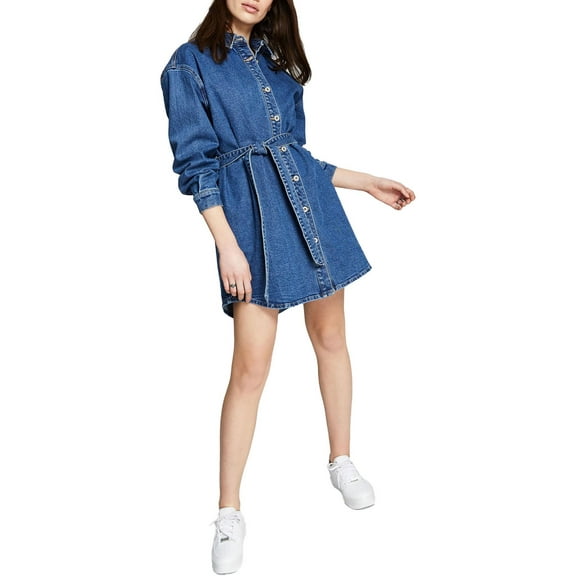 And Now This Womens Collared Mini Shirtdress