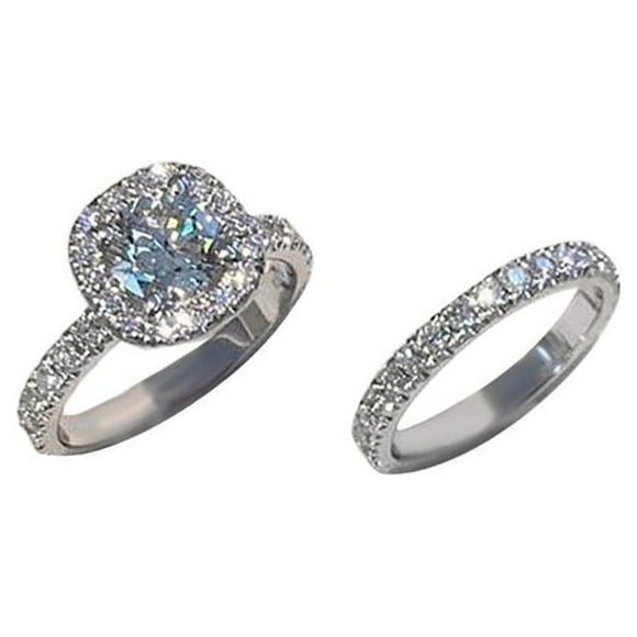 Xingzhi Round Diamond Ring Set Elegant Bridal Engagement Wedding Band Ring Set Anniversary Gift Type 1