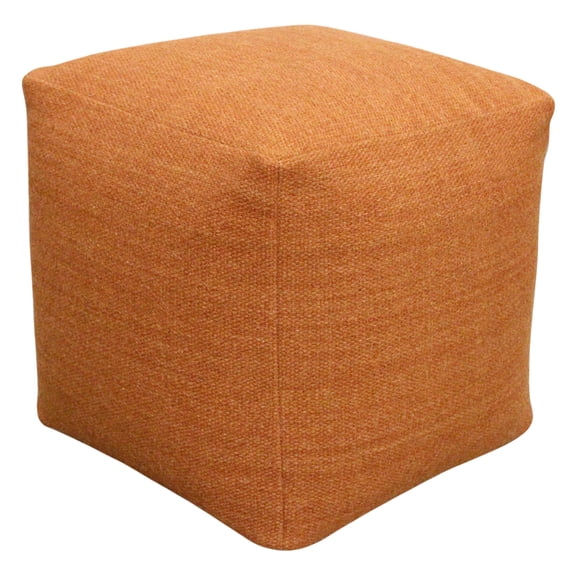 Remi Pouf in Handwoven Contemporary Orange Wool