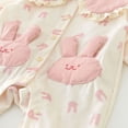 thumbnail image 4 of Body de bebé con estampado completo de conejito, mono con bolsillo para niñas pequeñas, bonito cuello Peter Pan, una pieza, primavera y otoño, 4 of 6