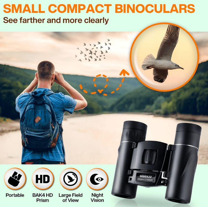 3000x22 Zoom Telescope Professional HD Powerful Binoculars Long Range Portable Outdoor Folding FMC Binocular Camping Travel