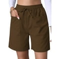 thumbnail image 2 of Omen Casual Shorts Drawstring Comfy Elastic Waist Shorts Summer Pull on Short with Pockets Coffee Color XL, 2 of 7
