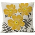 thumbnail image 4 of Gray Yellow Floral Pillow Covers 16x16 Set of 4 Grey Leaf Flowers Linen Cushion Cover Home Decorative Yellow Pillow Cases Office Couch Sofa Decor Pillows, 4 of 6