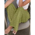 thumbnail image 6 of Women Wide Leg Trousers Embroidered Lace Eyelet Baggy Pants Dressy Trendy Beach Palazzo Pants Green XL, 6 of 9