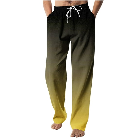 Dagugfen Plus Size Pants for Men Elastic Waist Lightweight Gradient Color Fashion Trend Lounge Pants