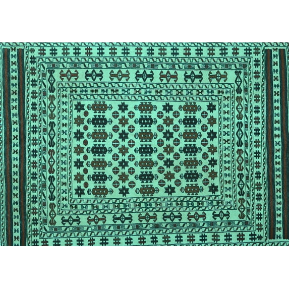 Ahgly Company Indoor Rectangle Persian Turquoise Blue Traditional Area Rugs, 8' x 12'
