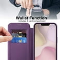 thumbnail image 6 of for iPhone 16e Case, Support Magnetic Wireless Charger, Slim Fit Flip Protective PU Leather Wallet Case with RFID Blocking Card Slot Build-in Len Protector for iPhone 16e, Purple, 6 of 7