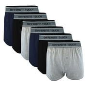 Different Touch 6 Pack Big & Tall Exposed Waistband Knit Boxers Underwear