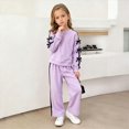 thumbnail image 2 of Futezty Girls Clothes Long Sleeve Bow Pullover Sweatshirts Top Wide Leg Sweatpants Fall Winter 4T 5T 6T 7T 8T 2 Piece Outfits Sets, 2 of 6