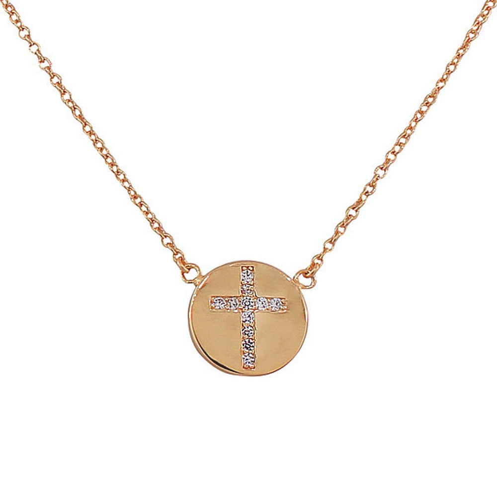 925 Sterling Silver Religious Cross White CZ Classic Pendant Necklace