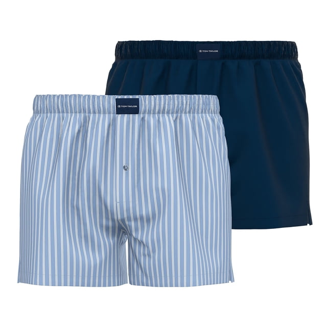 TOM TAILOR Men's Web Boxer Shorts, 2-pack - Puro algodón, Westside C, a cuadros Azul oscuro/Azul claro/Blanco 2XL (XX-Large)