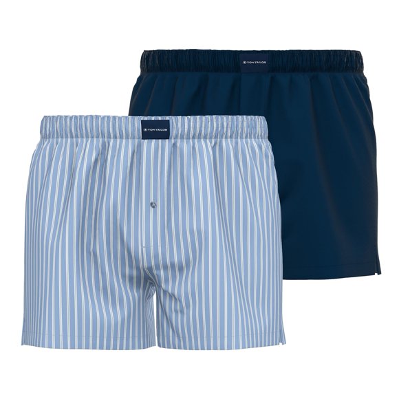 TOM TAILOR Men's Web Boxer Shorts, 2-pack - Puro algodón, Westside C, a cuadros Azul oscuro/Azul claro/Blanco 2XL (XX-Large)