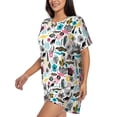 thumbnail image 3 of Womens Pajama Sets With Pocket, Dinosaur print F Lounge Sets Short Sleeve Sleepwear PJ Sets for Women, 3 of 6