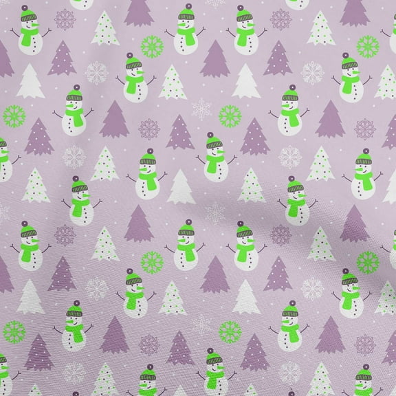 oneOone Polyester Lycra Light Violet Fabric Christmas Winter Theme Craft Projects Decor Fabric Printed By The Yard 56 Inch Wide