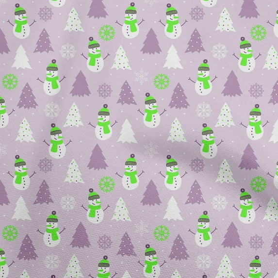 oneOone Cotton Poplin Light Violet Fabric Christmas Winter Theme Sewing Fabric By The Yard Printed Diy Clothing Sewing Supplies 42 Inch Wide