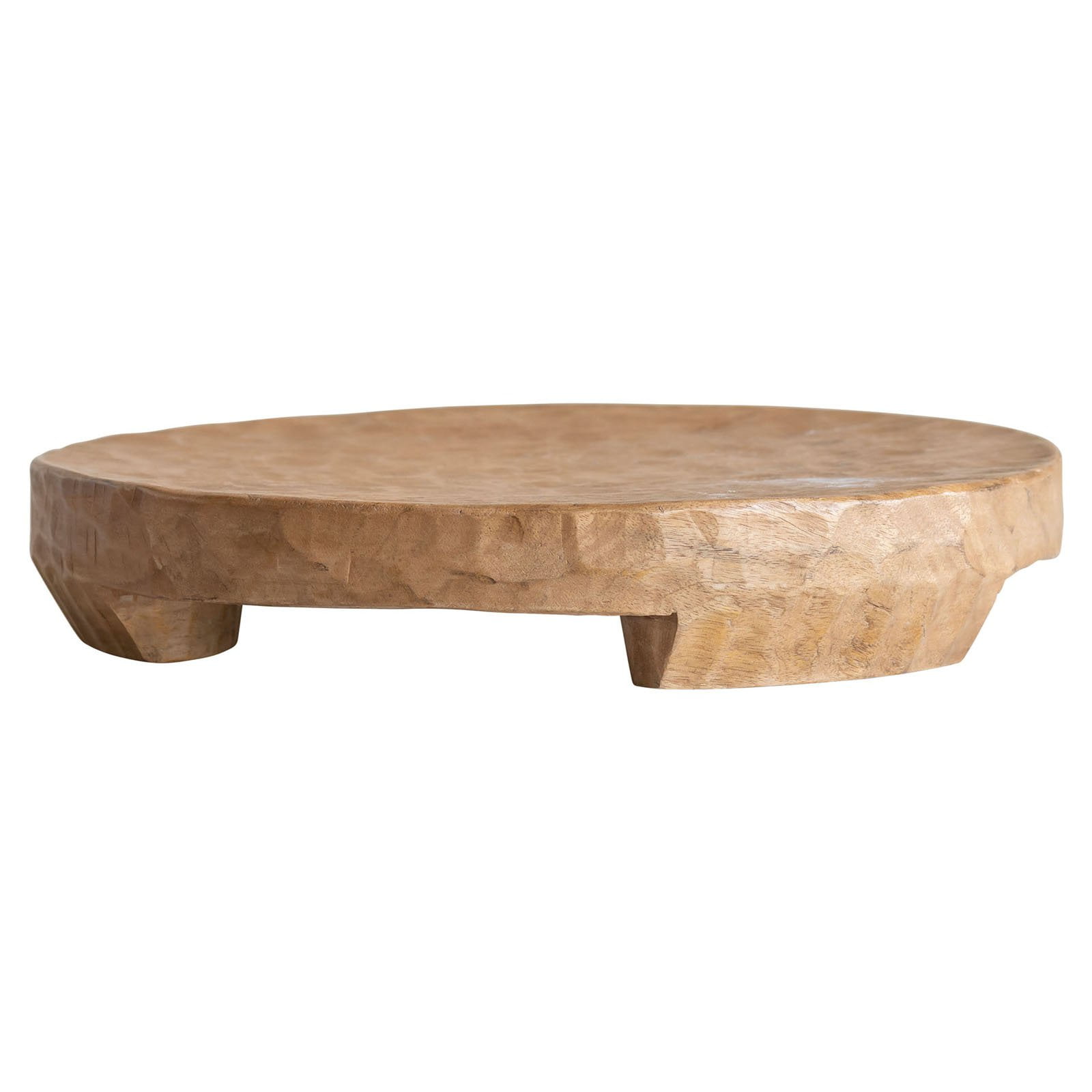 3R Studios Round Mango Wood Pedestal Tray