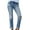 Light Blue, variant on WREESH Womens Jeans Fashion Pockets Button Mid Waist Skinny Ripped Jeans Trousers Hole Pants Black