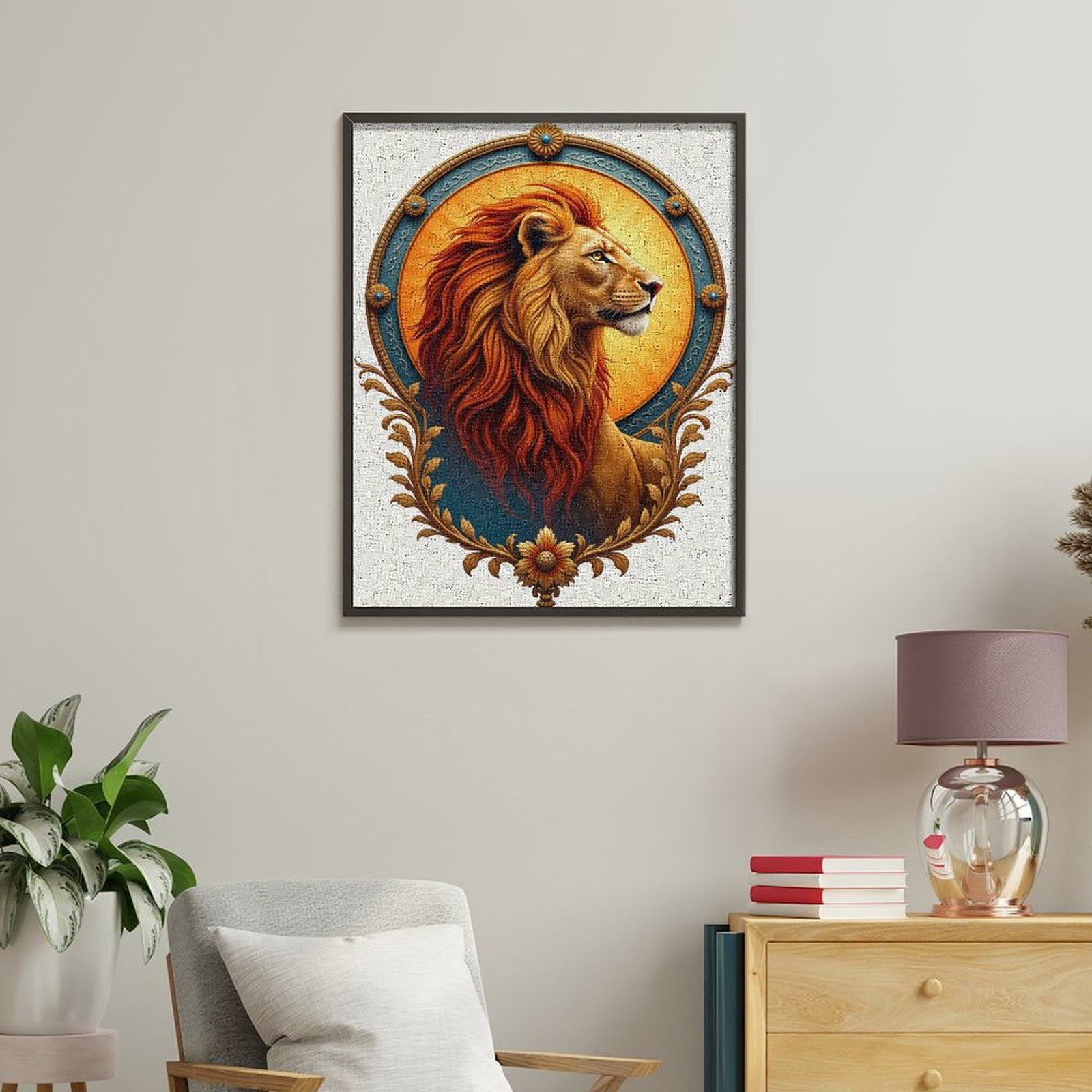 Paint by Numbers Kit for Adults, Lion Regal Sunburst Frame Art Paint by Numbers, Easy Paint by Numbers Kit for Adults Beginner, DIY Adult Paint by Number Kits on Canvas, Home Decor
