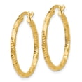 thumbnail image 2 of 14K Yellow Gold Earring Hoop Women'S 25 mm 2 Polished And Textured Earrings, 2 of 4
