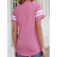 thumbnail image 5 of FUTATA Women's Summer Tops Crewneck Short Sleeve Casual Tunics T-Shirts Fashion Striped Round Neck Workout Yoga Tee Blouse ,Black/Pink/Green, 5 of 6