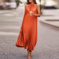 thumbnail image 1 of 2024 Mode Femmes Robe Longue Col Rond Printemps/été Décontractée Sans Manches Boho Plissée Élégante Ample Plage Fête, 1 of 7