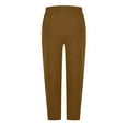 thumbnail image 7 of ClodeEU Women's Corduroy Elastic Waist Pants, Solid Color Pant With Side Button And Pockets Brown,Womens Plus XL, 7 of 7