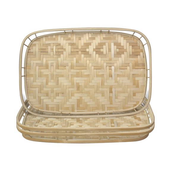 Madeterra Bamboo Wicker Serving Trays with Handles
