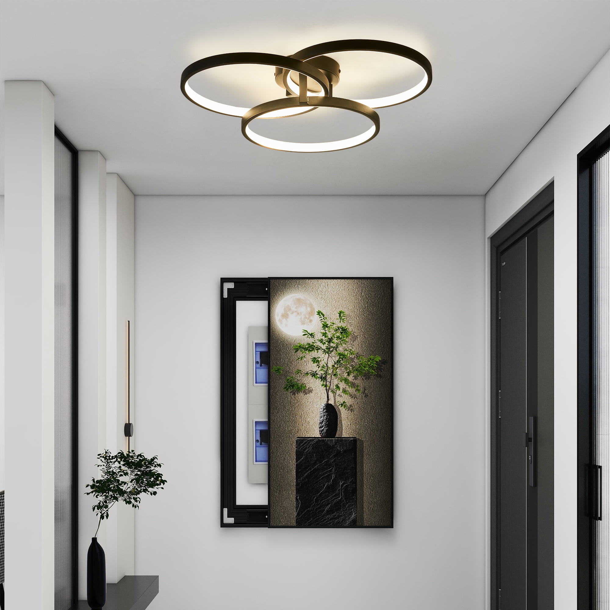 minimalist style，Flush Mount Ceiling Light for House,Adjustable color temperature 3000K/4000K/5000K