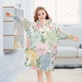 thumbnail image 5 of Wearable Blanket with Sleeves and Pocket Oversized Hooded Sweatshirt 3-14 YR Pastel-colored Cats and Flowers M, 5 of 7