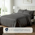 thumbnail image 3 of Delara 100% Bamboo Viscose Twin Duvet Cover Set – Ultra-Soft, Cooling & Breathable Luxury Bedding with Pillow Shams, Dark Gray, 3 of 6
