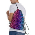 thumbnail image 3 of Easygdp Leopard Neon Rainbow Gradient Drawstring Backpack, Beach Sackpack, Travel Sackpack Lightweight for Sports, Gym, Travel, Swimming - Small, 3 of 9