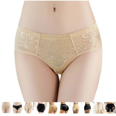 Women Lifter Padded Shapewear Enhancer Control Panties Body Shaper Underwear Lace Padded Shapewear with Pads Black