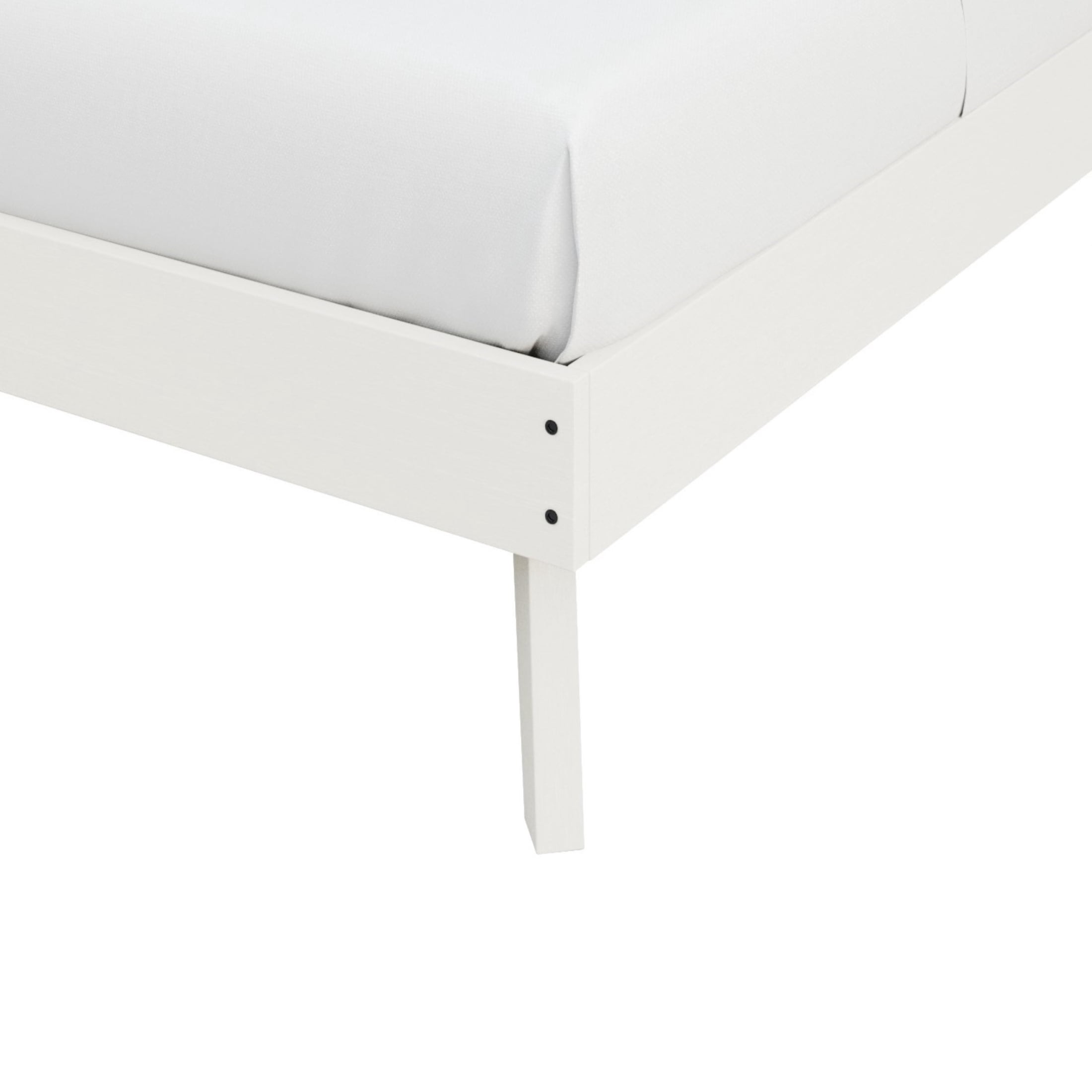 Castle Place Elegant Mid-Century Wooden Twin Platform Bed, White