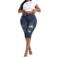 thumbnail image 6 of Gocolloa Plus Size Capris for Women 17" Inseam Stretchy Capri Jean Shorts High Waisted Cropped Pants Royal Blue 26W, 6 of 6