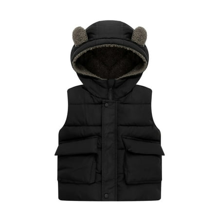 

URMAGIC 1-6T Baby Girl Boy Ear Hooded Puffer Vest Fleece Lined Warm Waistcoat Outerwear