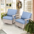 thumbnail image 2 of Auzfy Patio Swivel Rocker Chairs Set of 2, Wicker Rocking Chairs for Balcony Porch, Blue, 2 of 6
