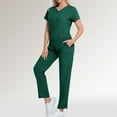 thumbnail image 5 of WULMLEO Womens Scrubs Outfits 2 Piece Short Sleeve Stretch Scrub Sets Petite V Neck Casual Nurse Uniform Shirts and Joggers Medical Fashion Soft Comfortable Nursing Workwear Dark Green XL, 5 of 5