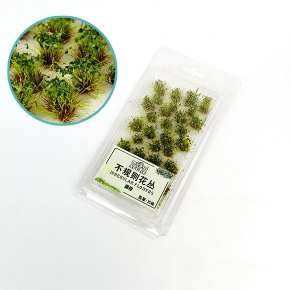 DIY Grass Tuft Railroad Scenery Micro Landscape Small Flower Cluster Grass Needle Vegetation Irregular Flower Clump Artificial Flower GREEN