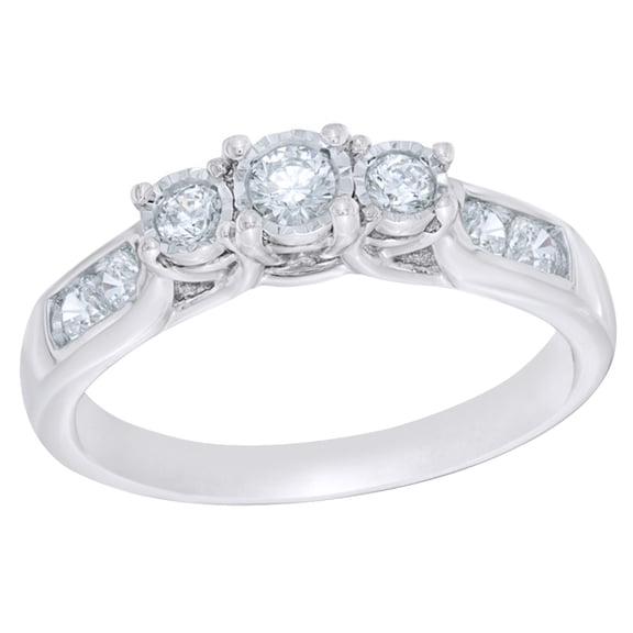 AFFY White Natural Diamond Engagement Ring in 10k White Gold (0.5 Cttw)