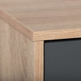 thumbnail image 3 of Meuble TV moderne en bois d'ingénierie CorLiving Cole avec rangements ouverts et fermés pour téléviseurs jusqu'à 85 pouces, gris/marron, 3 of 9
